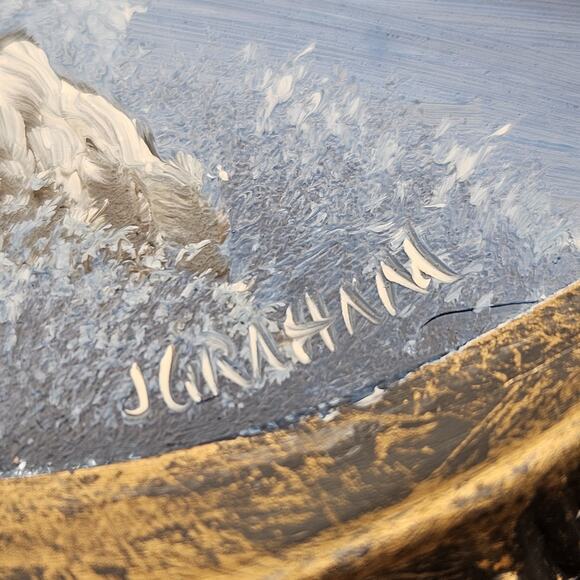 Vintage Hand Painted Mirror Mountain Cabin Creek Scene Signed J Graham - Picture 3 of 8